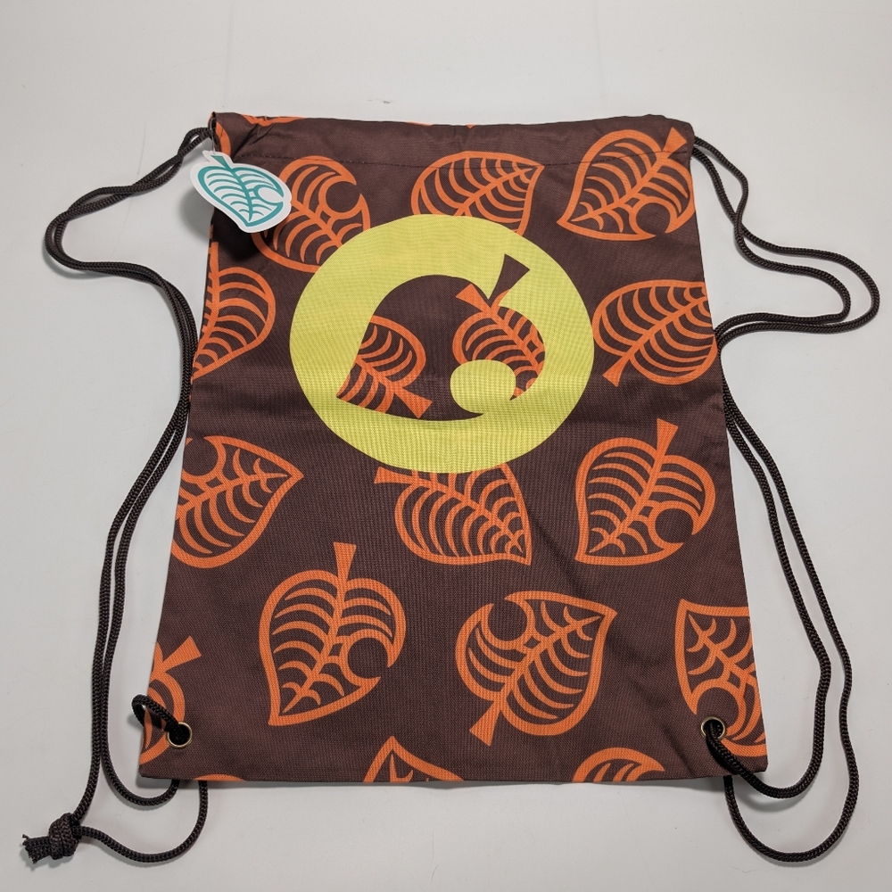 Nintendo Animal Crossing: New Horizons Nook Inc. Leaf Logo Drawstring Bag - NWT